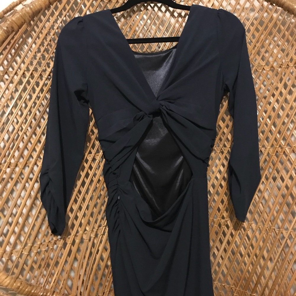 Ark & Co Navy Draped Backless Mini Dress